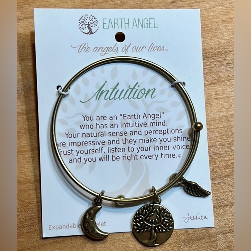 Earth Angel Intuition - Bangle charm bracelet New in box! Ready to gift!